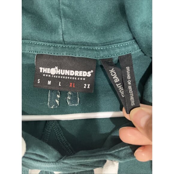 The Hundreds Hooded Shirt Mens XL Green Colorblock Embroidered Logo Streetwear - Picture 3 of 7